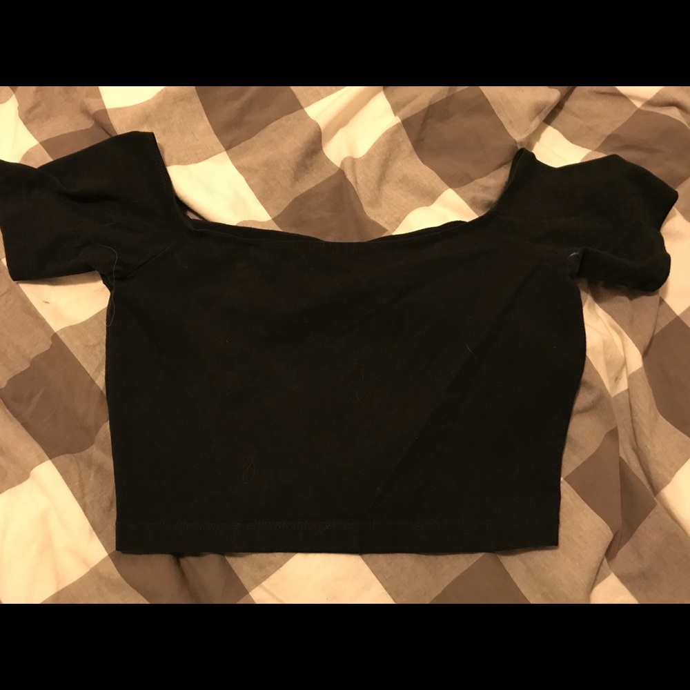Off the shoulder black crop top